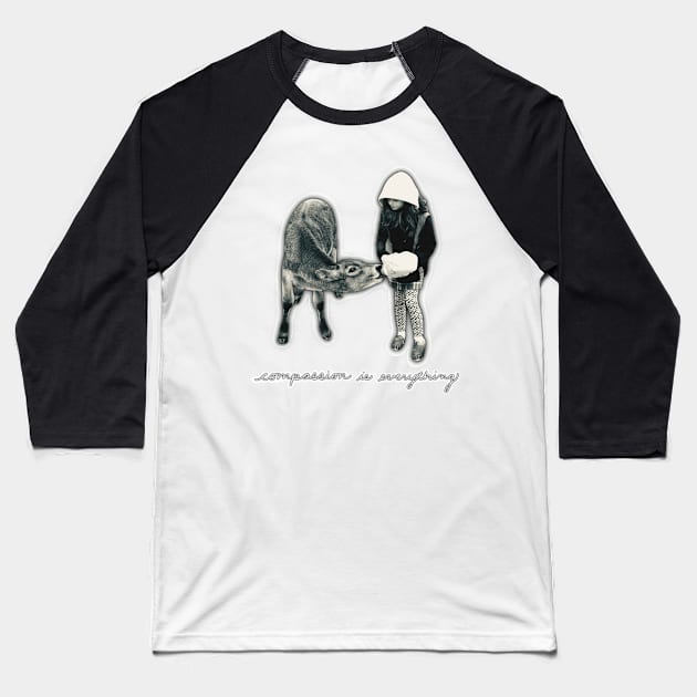 Compassion is Everything | Black and White Photograph | A Day at the Sanctuary Baseball T-Shirt by cherdoodles